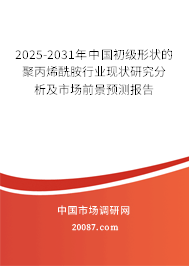 2025-2031年中国初级形状的聚丙烯酰胺行业现状研究分析及市场前景预测报告
