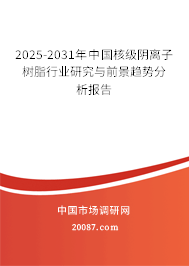 2025-2031年中国核级阴离子树脂行业研究与前景趋势分析报告