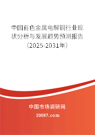 中国有色金属电解铜行业现状分析与发展趋势预测报告(2025-2031年) 中国有色金属电解铜行业现状分析与发展趋势预测报告(2025-2031年)