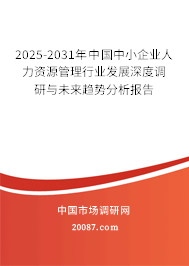2025-2031年中国中小企业人力资源管理行业发展深度调研与未来趋势分析报告 2025-2031年中国中小企业人力资源管理行业发展深度调研与未来趋势分析报告