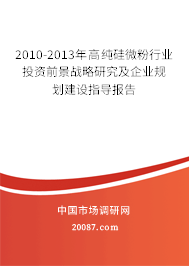 2010-2013年高纯硅微粉行业投资前景战略研究及企业规划建设指导报告