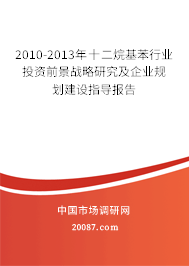 2010-2013年十二烷基苯行业投资前景战略研究及企业规划建设指导报告