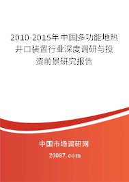 2010-2015年中国多功能地热井口装置行业深度调研与投资前景研究报告