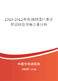 2010-2012年衡器制造行业全景调研及领先企业分析 2010-2012年衡器制造行业全景调研及领先企业分析