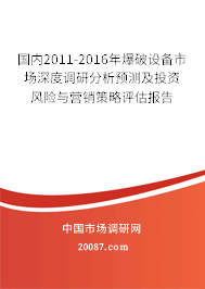 国内2011-2016年爆破设备市场深度调研分析预测及投资风险与营销策略评估报告