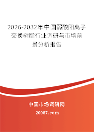 2026-2032年中国弱酸阳离子交换树脂行业调研与市场前景分析报告