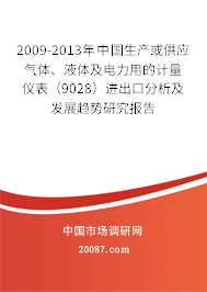 2009-2013年中国生产或供应气体、液体及电力用的计量仪表（9028）进出口分析及发展趋势研究报告