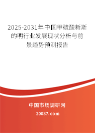 2025-2031年中国甲硫酸新斯的明行业发展现状分析与前景趋势预测报告