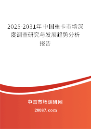 2025-2031年中国重卡市场深度调查研究与发展趋势分析报告 2025-2031年中国重卡市场深度调查研究与发展趋势分析报告