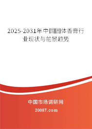 2025-2031年中国固体香膏行业现状与前景趋势 2025-2031年中国固体香膏行业现状与前景趋势
