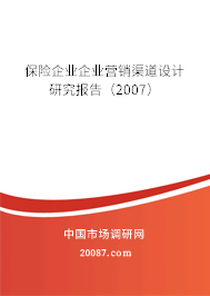保险企业企业营销渠道设计研究报告（2007）