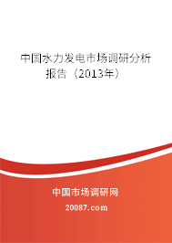 中国水力发电市场调研分析报告（2013年）