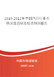 2010-2012年中国汽灯行业市场深度调研及投资预测报告