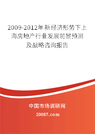 2009-2012年新经济形势下上海房地产行业发展前景预测及战略咨询报告