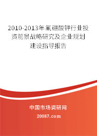 2010-2013年氟硼酸钾行业投资前景战略研究及企业规划建设指导报告 2010-2013年氟硼酸钾行业投资前景战略研究及企业规划建设指导报告