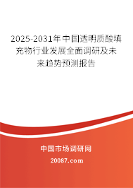 2025-2031年中国透明质酸填充物行业发展全面调研及未来趋势预测报告
