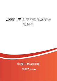2008年中国电力市场深度研究报告 2008年中国电力市场深度研究报告