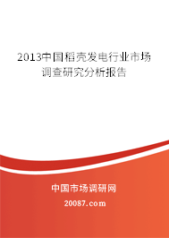 2013中国稻壳发电行业市场调查研究分析报告