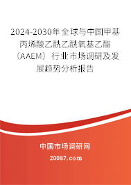 2024-2030年全球与中国甲基丙烯酸乙酰乙酰氧基乙酯（AAEM）行业市场调研及发展趋势分析报告