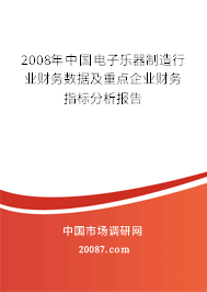 2008年中国电子乐器制造行业财务数据及重点企业财务指标分析报告
