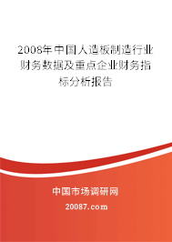2008年中国人造板制造行业财务数据及重点企业财务指标分析报告