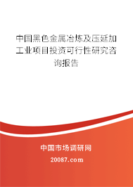 中国黑色金属冶炼及压延加工业项目投资可行性研究咨询报告