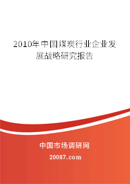 2010年中国煤炭行业企业发展战略研究报告