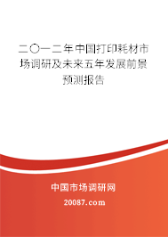 二〇一二年中国打印耗材市场调研及未来五年发展前景预测报告