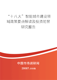 “十八大”智能城市建设领域政策要点解读及投资前景研究报告