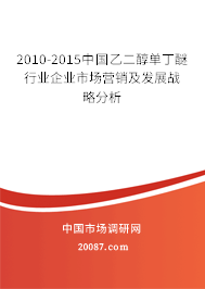2010-2015中国乙二醇单丁醚行业企业市场营销及发展战略分析 2010-2015中国乙二醇单丁醚行业企业市场营销及发展战略分析