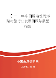 二〇一二年中国醇溶性丙烯酸树脂行业发展回顾与展望报告