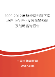 2009-2012年新经济形势下房地产中介行业发展前景预测及战略咨询报告