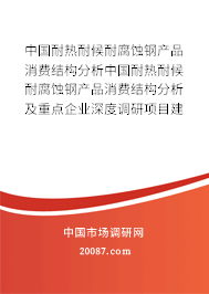 中国耐热耐候耐腐蚀钢产品消费结构分析中国耐热耐候耐腐蚀钢产品消费结构分析及重点企业深度调研项目建议书及重点企业深度调研项目建议书