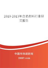 2010-2013年白色颜料行业研究报告