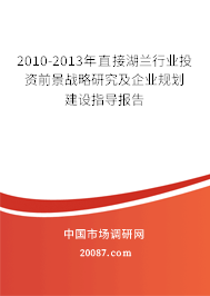 2010-2013年直接湖兰行业投资前景战略研究及企业规划建设指导报告 2010-2013年直接湖兰行业投资前景战略研究及企业规划建设指导报告