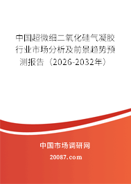 中国超微细二氧化硅气凝胶行业市场分析及前景趋势预测报告(2026-2032年) 中国超微细二氧化硅气凝胶行业市场分析及前景趋势预测报告(2026-2032年)