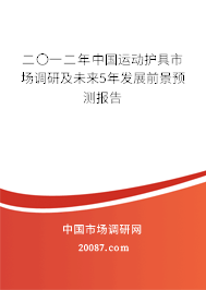 二〇一二年中国运动护具市场调研及未来5年发展前景预测报告