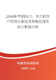 2008年中国电力、热力的生产和供应业投资策略及财务统计数据分析