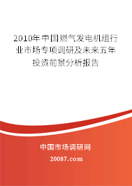 2010年中国燃气发电机组行业市场专项调研及未来五年投资前景分析报告