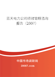 蓝天电力公司绩效管理咨询报告（2007）