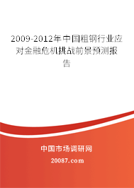 2009-2012年中国粗钢行业应对金融危机挑战前景预测报告 2009-2012年中国粗钢行业应对金融危机挑战前景预测报告