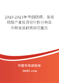 2010-2013年中国硫磺、发烟硫酸产业投资可行性分析及市场发展趋势研究报告
