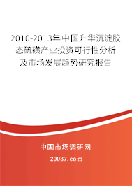 2010-2013年中国升华沉淀胶态硫磺产业投资可行性分析及市场发展趋势研究报告