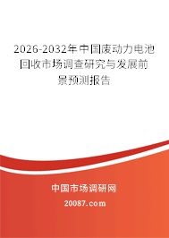 2026-2032年中国废动力电池回收市场调查研究与发展前景预测报告 2026-2032年中国废动力电池回收市场调查研究与发展前景预测报告