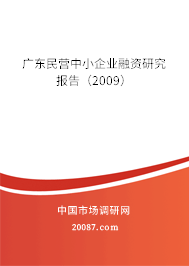 广东民营中小企业融资研究报告（2009）
