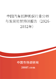 中国汽车抵押担保行业分析与发展前景预测报告（2026-2032年）