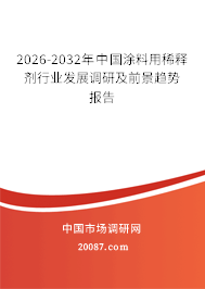 2026-2032年中国涂料用稀释剂行业发展调研及前景趋势报告