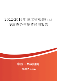 2012-2016年湖北省服装行业发展态势与投资预测报告