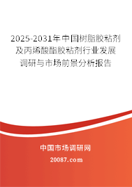 2025-2031年中国树脂胶粘剂及丙烯酸酯胶粘剂行业发展调研与市场前景分析报告