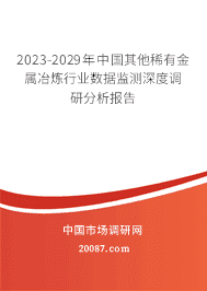 2023-2029年中国其他稀有金属冶炼行业数据监测深度调研分析报告 2023-2029年中国其他稀有金属冶炼行业数据监测深度调研分析报告
